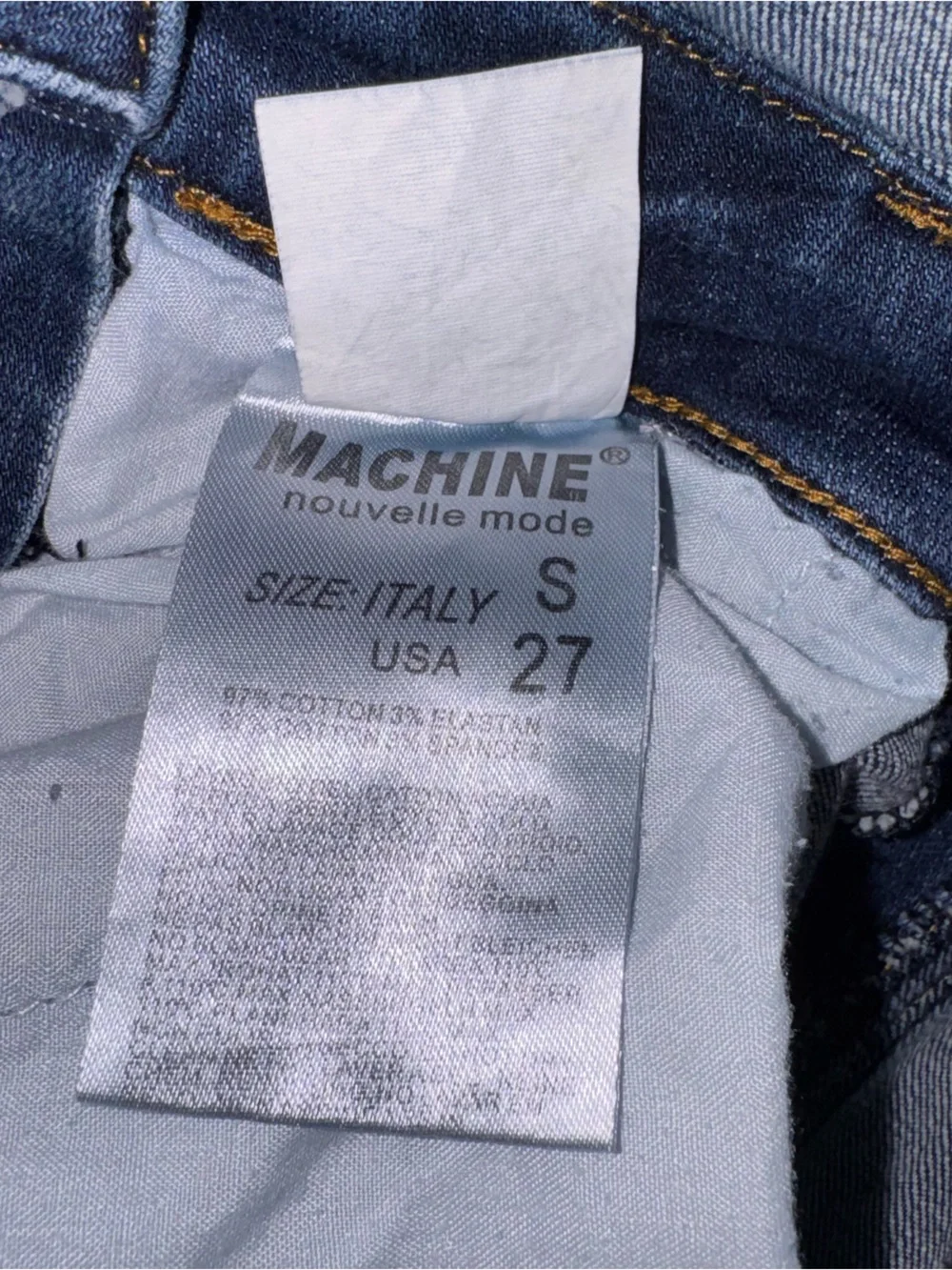 Machine Dark Blue Distressed busted skinny Denim Overalls 27